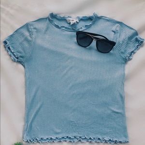 baby blue lettuce trim t shirt